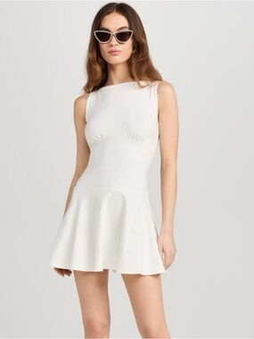 Reformation White Sleeveless Fit-and-Flare Mini Dress